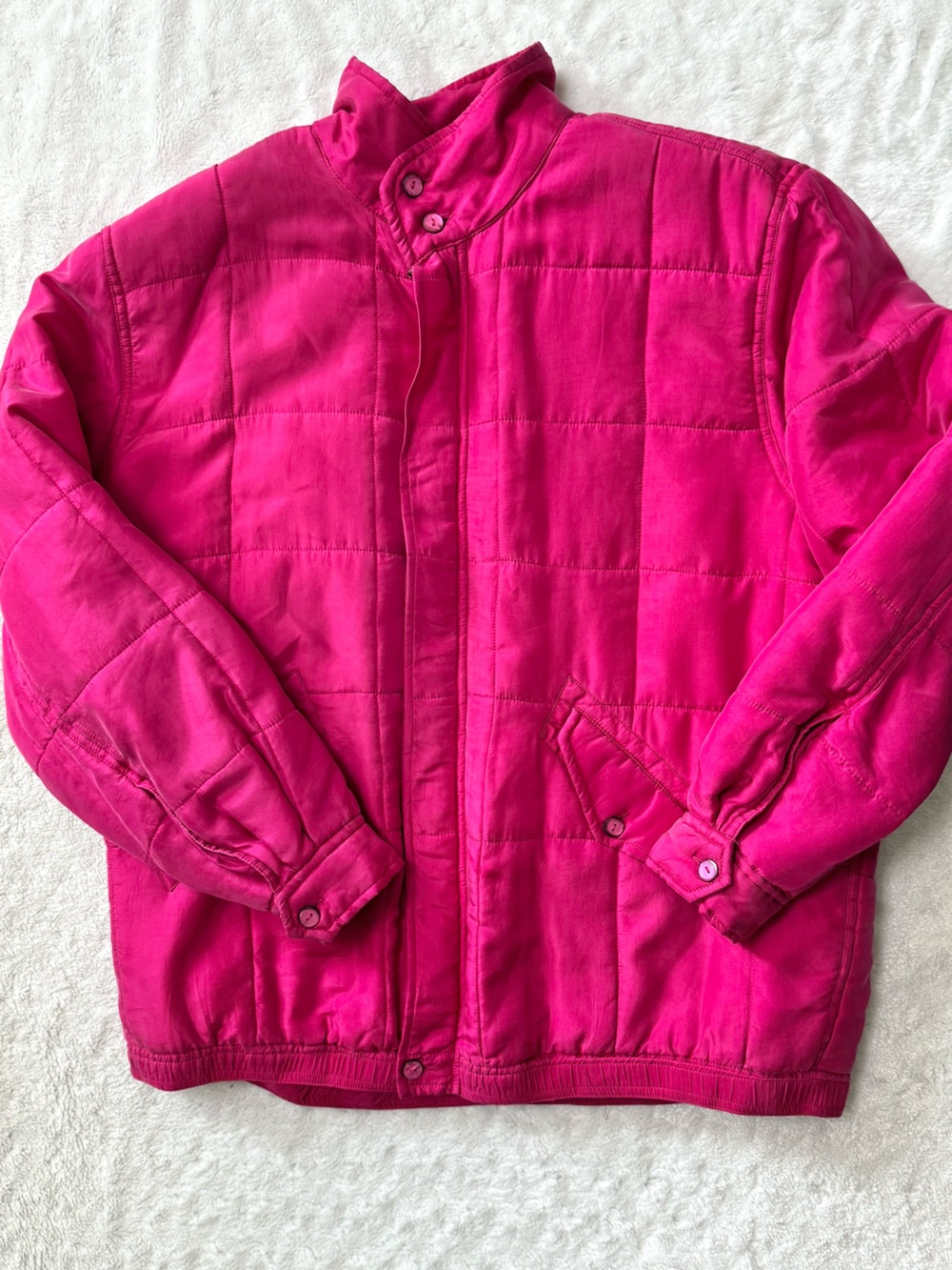 Vintage CLIO Pink Quilted Silk Puffer Jacket